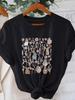 Women'S Casual Crew Neck T-Shirt with Rabbit & Floral Print Short Sleeve Top for Spring And Summer F