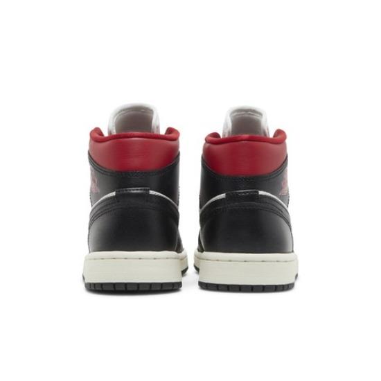 Air Jordan Wmns Air Jordan 1 Mid Black Sail Gym Red BQ6472-061