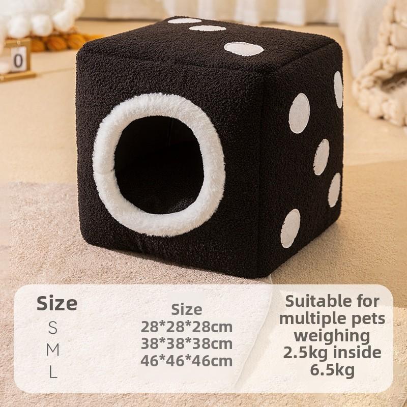 Autumn and Winter Cat New Year Dragon Dance Stool Cat Nest Semi-closed Warm Kennel Yurt Festive Windproof Pet Nest