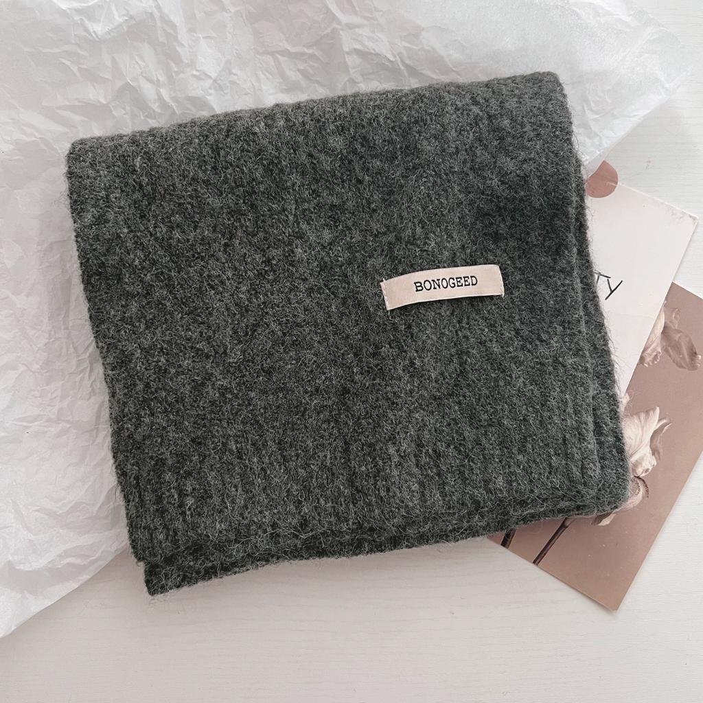 New Korea Styles Wool Knitted Small Scarf Women Winter Warm Scarves Simple Designer Thickened Shawl Soft Pashmina Neck