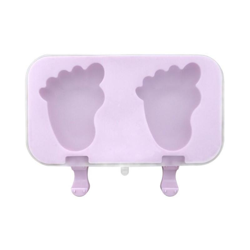 Silicone Ice Cream Mold with Lid Footprint Jelly Ice Ball Maker Baby DIY Food Supplement Tool Popsicle Stick Kitchen