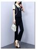 Chic Chiffon Short-Sleeve Top & Long Pants Plus Size Women's High-End Summer Suit