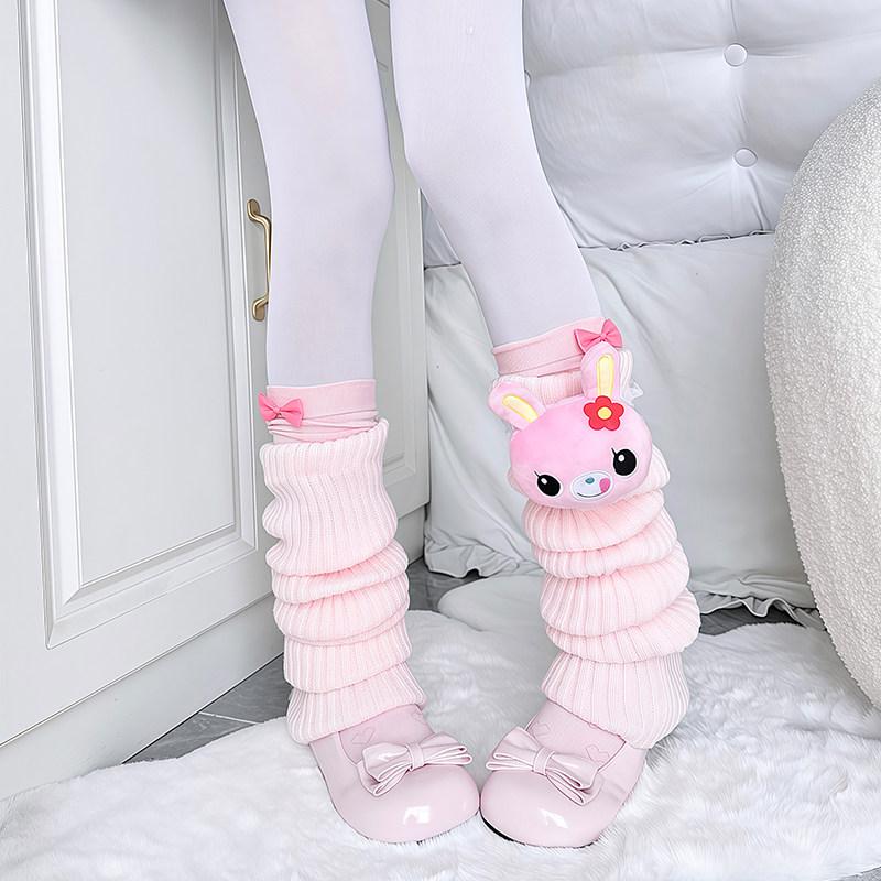 

Japanese Rabbit Socks Lolita Bow Knee Socks Girl Pile Daughter Clothes Pink Cute Cartoon Socks Harajuku Leg Warmers One Size розовый