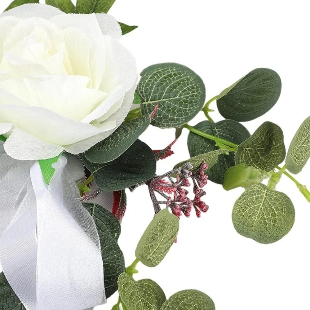 Chiffon Ribbon Artificial Flower Chair Decorations Pew Flowers Wedding Ceremony
