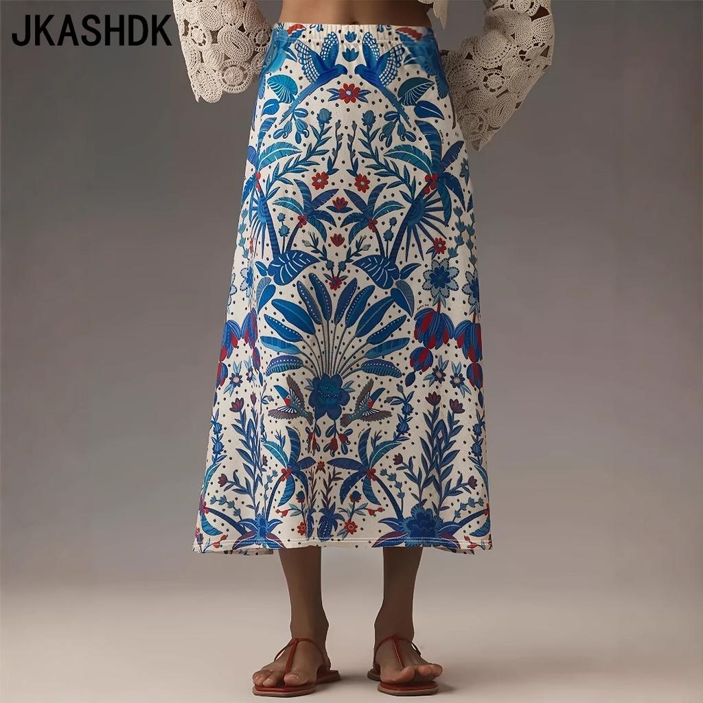 JKASHDK Jupes décontractées à imprimé floral pour femmes, été et printemps