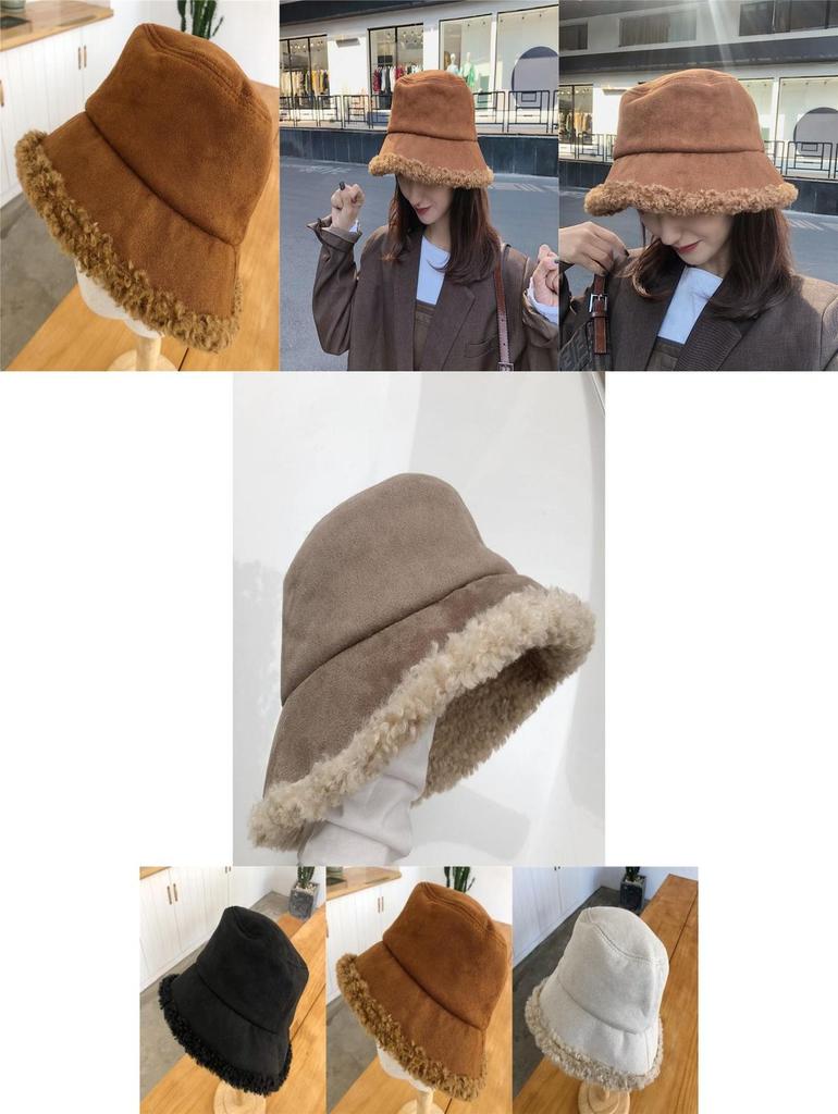 Cozy Lambswool Women's Winter Hat Fashionable Korean Style Bucket Hat For Cold Seasons