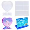 Crystal Resin Mold Set Small Heart & Rectangle Photo Frame Mirror Finish DIY Jewelry Decor