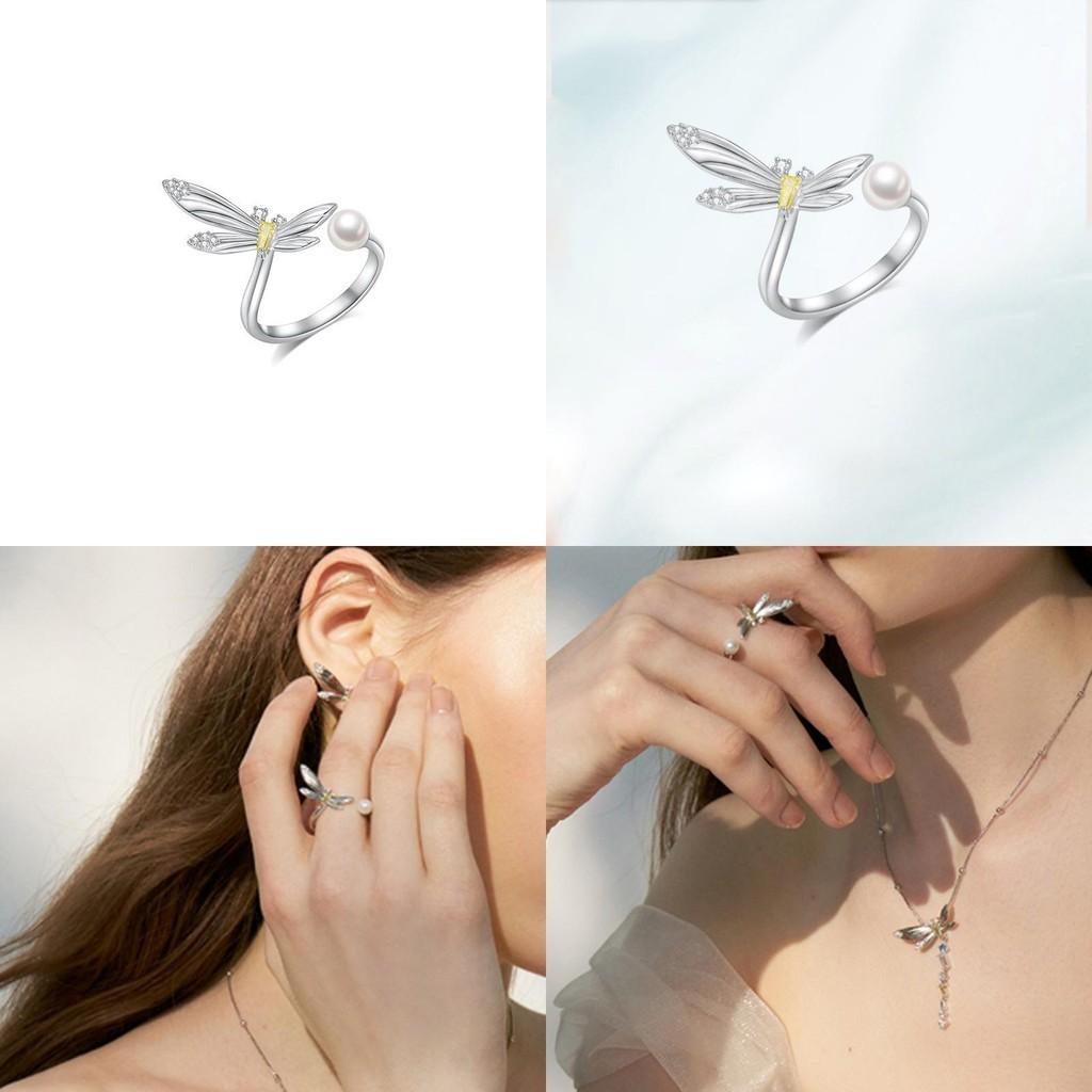 Classy Dragonfly Copper Pearl Ring For Women Stylish Geometric Design For Effortless Elegance