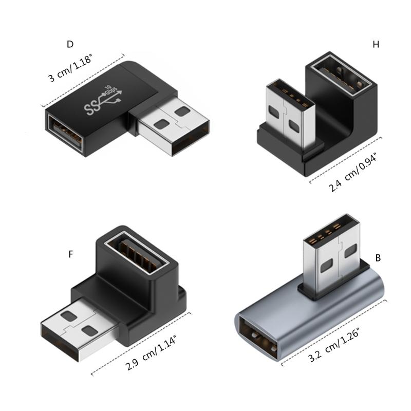 90 Degree Right Up Down Angled USB3.0 Male To Female Extension Adapter for Laptop PC USB Chargers Extension Converter