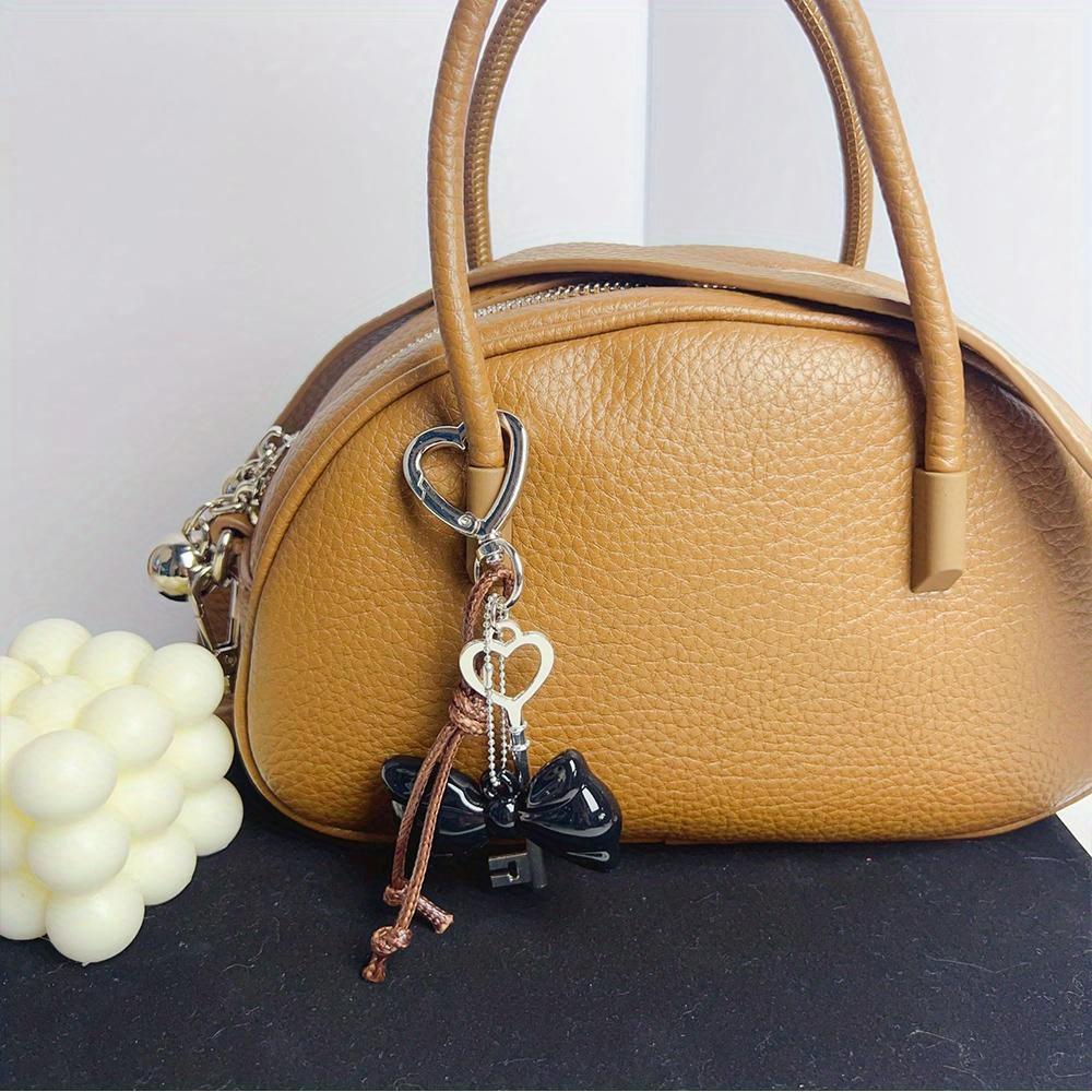Fashion Red Love Y2k Keychain Korean Charm Bag Pendant Handmade Beaded Bownot Keyring Vintage Red Metal Hanging Accessories