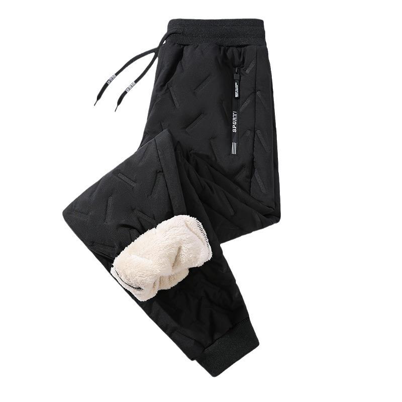 Men's Winter Fleece-Lined Cotton Trousers Thickened Casual Trousers Loose Fit, Plus Size Windproof, Cold-Resistant, Warm Trousers for Men