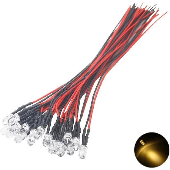 20pcs 12 Volt 5mm Blue Blinking LED Lights Emitting Diodes Pre Wired 7.9 inch DC 12v LED Light Clear Lens Small LED Lamps DIY Lighting Projects