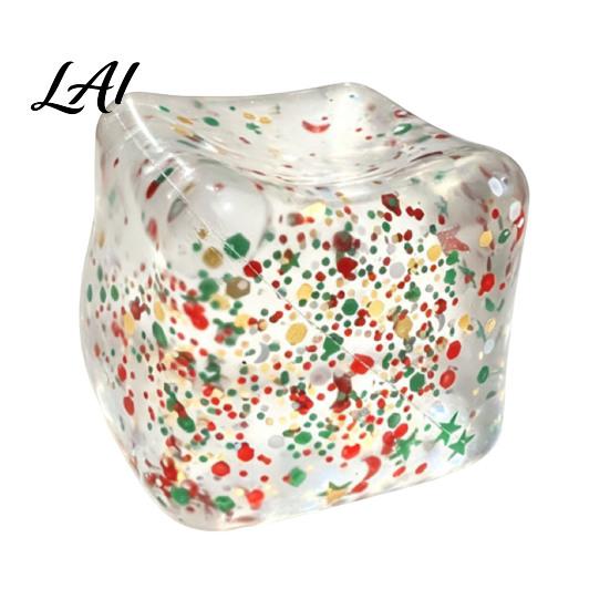 Ice Cube Squeeze Toy Christmas Toy Confetti Filled Stress Relief Portable Toys Slow Rebound Clear for Anxiety Reduction Stocking Stuffers