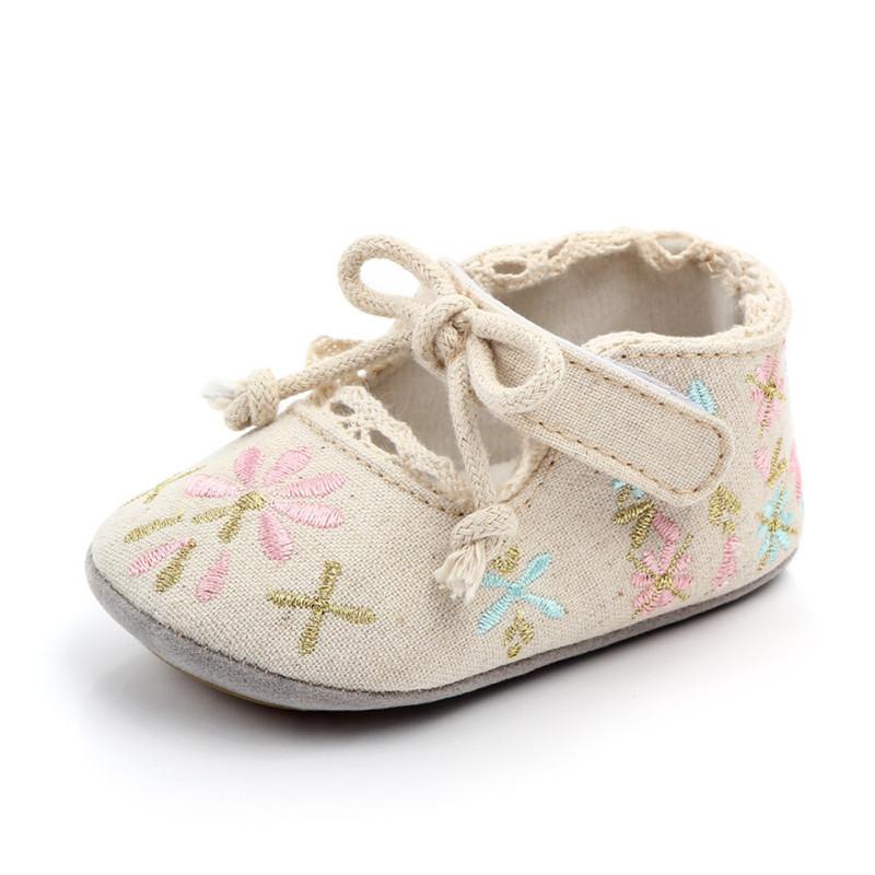 1 paar Baby Prinzessin Schuhe Baumwolle Tuch Stickerei Weiche Gummi Sohle Rutschfeste Kleinkind Schuhe Für