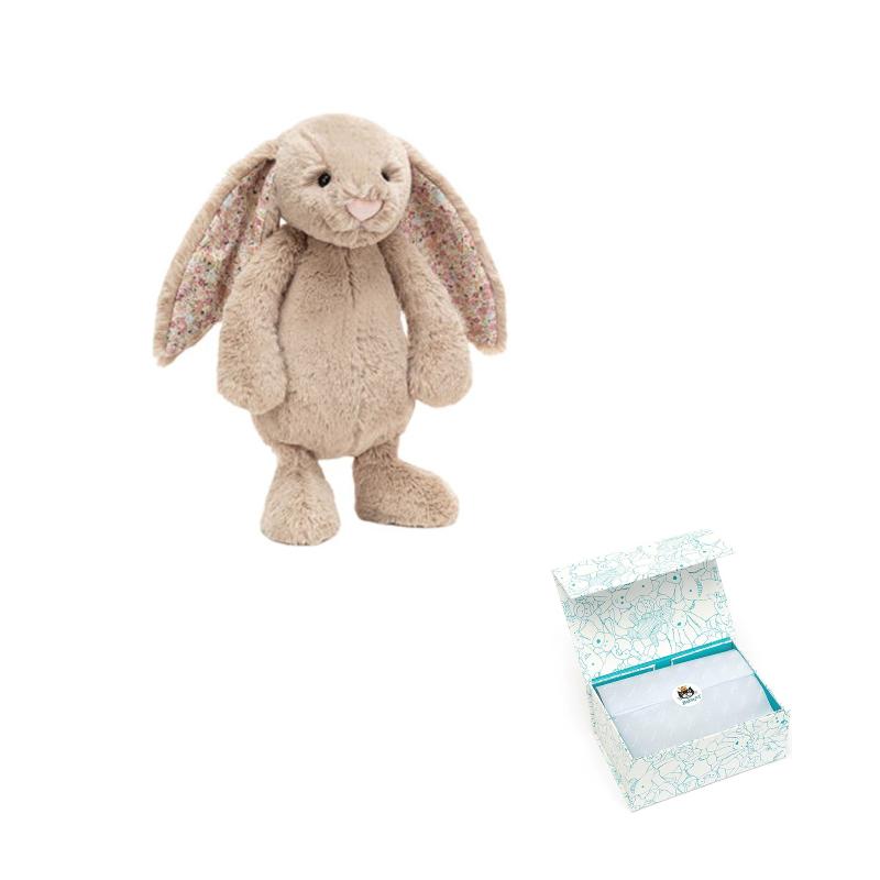 JELLYCAT Bonnie Rabbit series flower cloth Bonnie rabbit soothing beige doll plush doll 18cm/31cm/36cm/51cm high