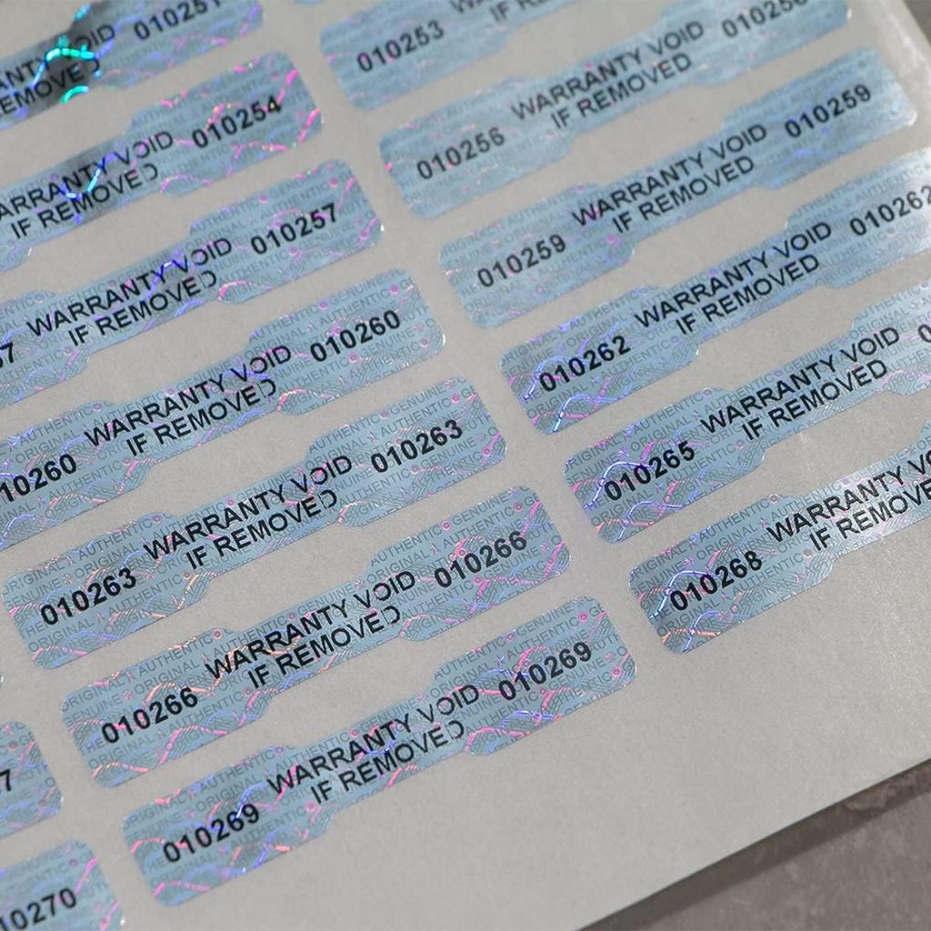 300 Pcs Bone Silver Hologram Sticker Holographic Tamper Evident Label High Security Warranty Seal Sticker with Serial Numbers(0.4 Inch X 2