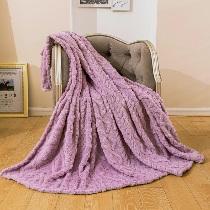 Solid Color 3D Jacquard Diamond Pattern Taffeta Fleece Blanket for All Seasons