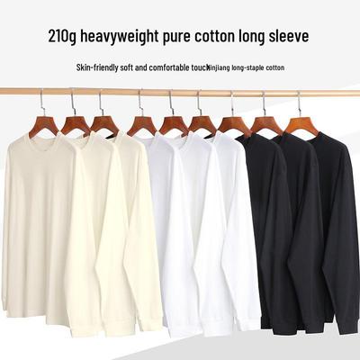 T-shirt Sweatshirt Unisexe à Manches Longues Côtelé 100% Coton | Base Casual Lâche