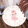 Round Crystal Velvet Rug Ballerina Princess Pattern Kids Room Carpet Soft Non Slip Playmat Nursery Decor Cute Floral Design