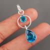 Swiss Blue Topaz Gemstone 925Sterling Silver Handcrafted Pendant Engagement Gift PP-10-6
