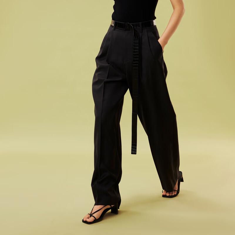 LESS 2024 Spring Casual Straight Wide-Leg Trousers