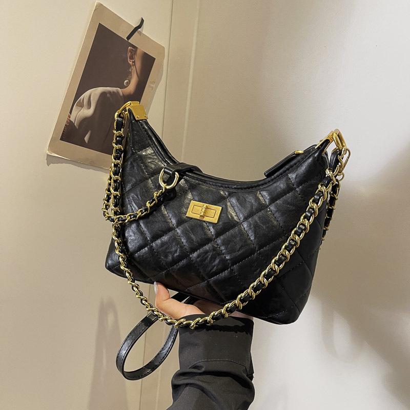 Elegant Diamond Pattern Luxury Chain Bag - Versatile and Fashionable Shoulder or Crossbody Handbag