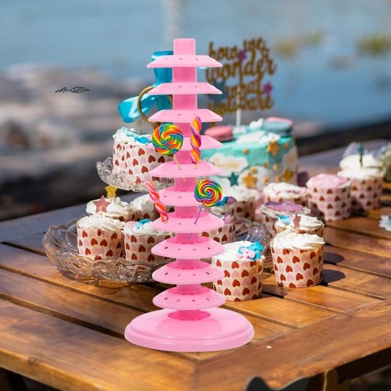 Lollipop Display Stand 5/8/10 Layer Cake Pops Holder Tabletop Rack Candy Bar Wedding Decorative Multi-function Desktop Organizer
