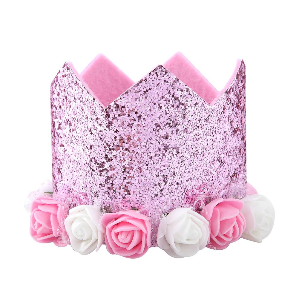 

Fashionable Christmas Birthday Party Pet Dogs Cats Shiny Flower Crown Hat Bow Tie Set Pink