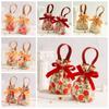 Tulip Rose Flower Drawstring Bag Floral Festive Sugar Bag Portable Ins Canvas Wrist Bag  Outdoor