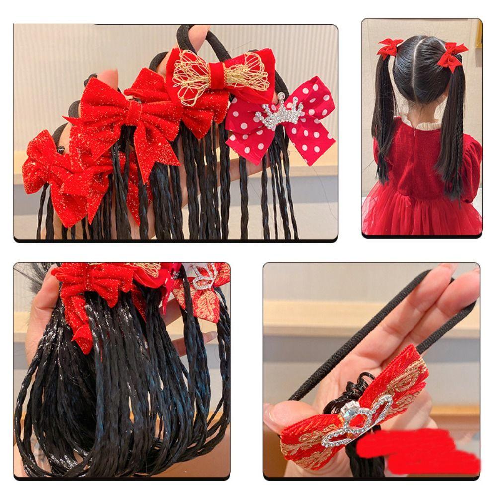 1/2pcs Rubber Bands Wigs Ponytail Headbands Cute Headwear Kids Hair Ornament Birthday Gifts