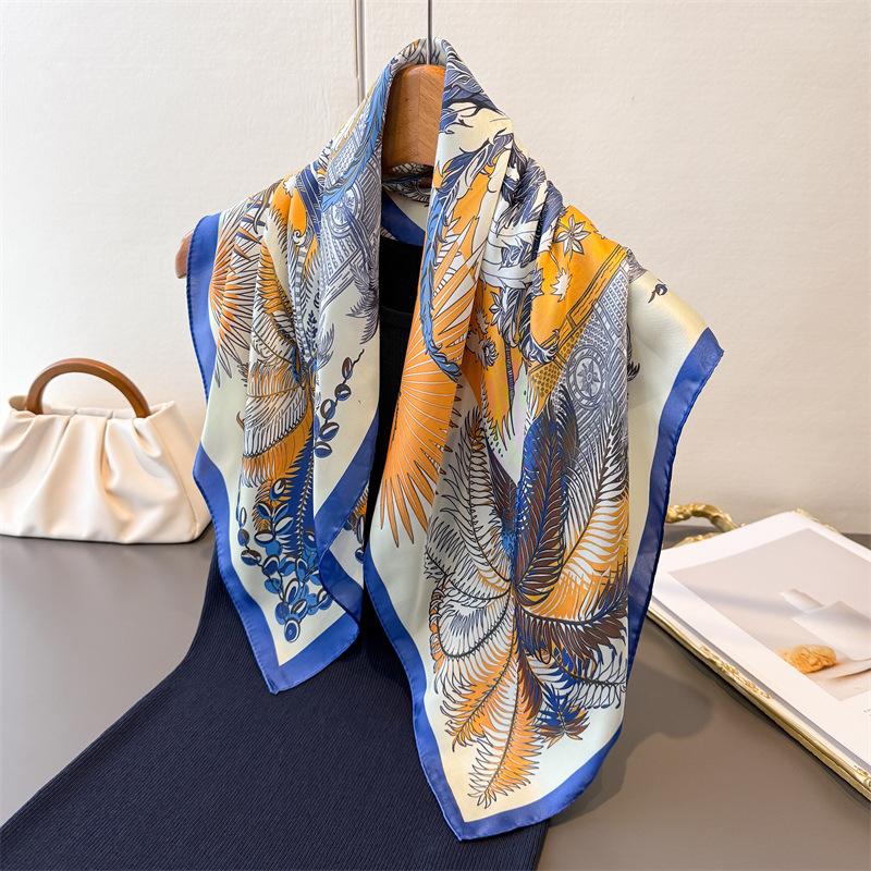 Court Aesthetic Printing High-end Silk Scarf Simulation Silk Square Scarf Shawl Versatile Neck Small Square Scarf Headscarf Scarf Women