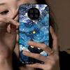 Case for Xiaomi POCO F2 Pro Anime Black Cat Starry Cloud Print Phone Cover Acrylic Hard Back Shell With Flexible TPU Edge