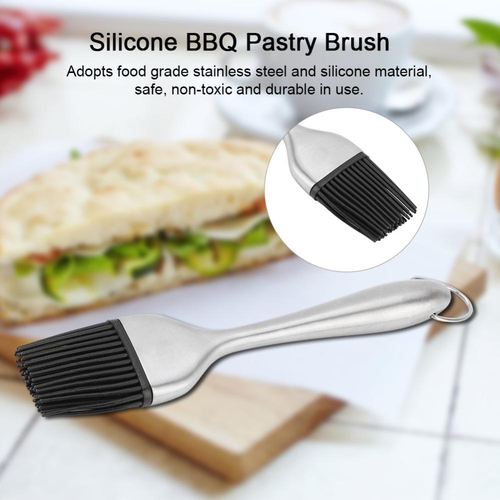 2PCS Stainless Steel Silicone Basting Brush Detachable Brush Head Pastry Brush  Baking Cooking