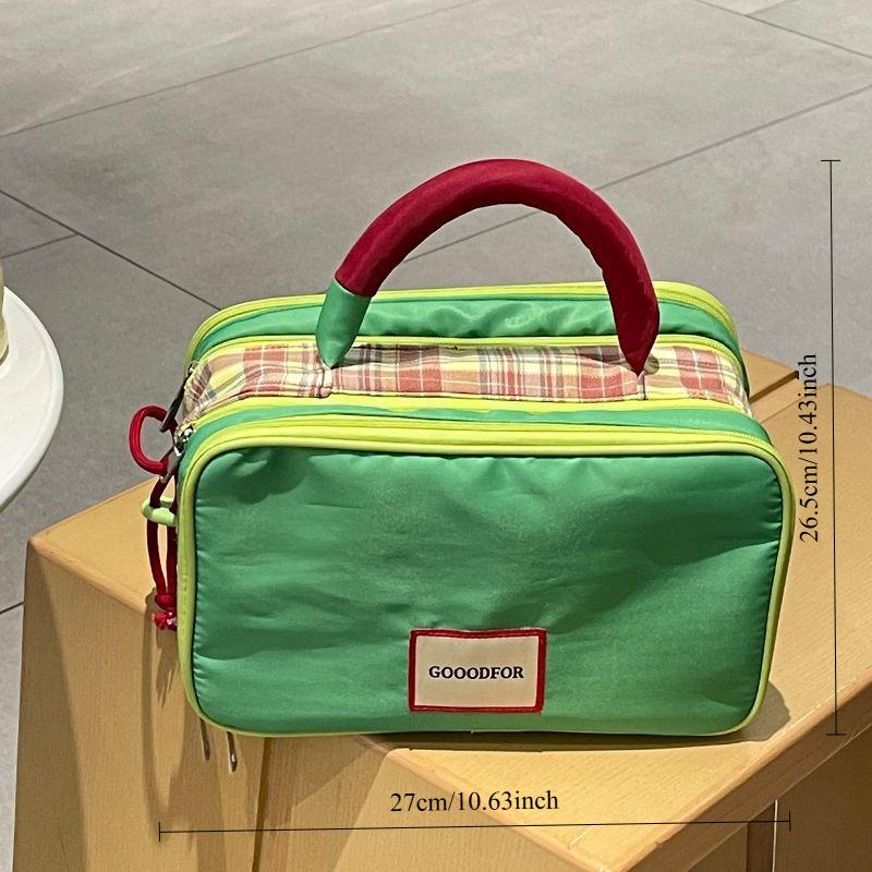 

Large Capacity Cosmetic Bag Contrasting Color Portable Travel Toiletries Bag Cosmetics Handheld Storage Bag