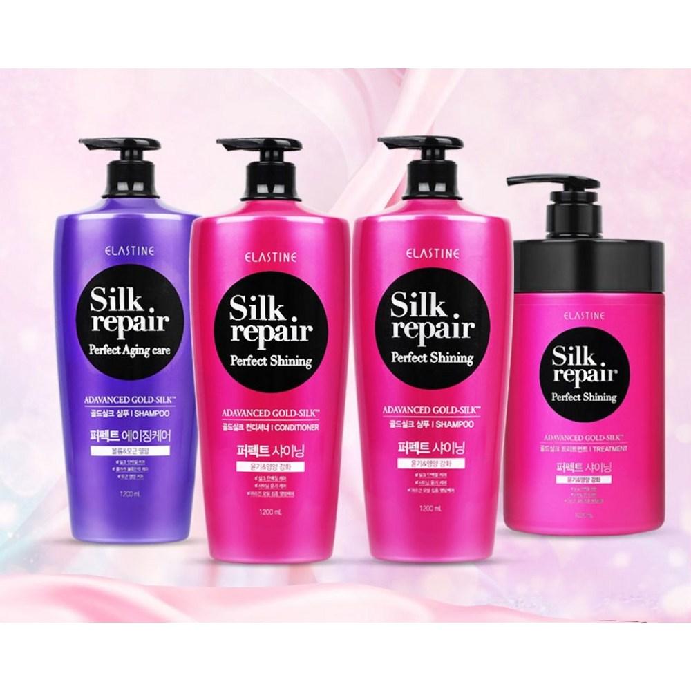 Elastine Silk Repair Perfect Aging Care Gold Silk Shampoo Cherry Blossom Fragrance, 1.2L, 2 ea.