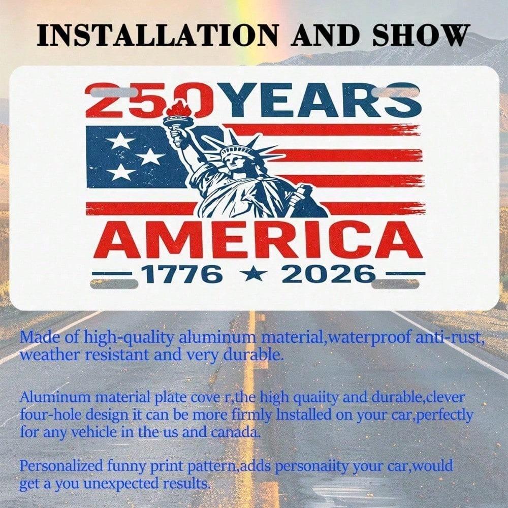 USA 250th Anniversary License Plate 5.9x11.8in, 1776-2026 Patriotic Aluminum Auto Tag for Car Truck SUV, Rustproof Front Mount