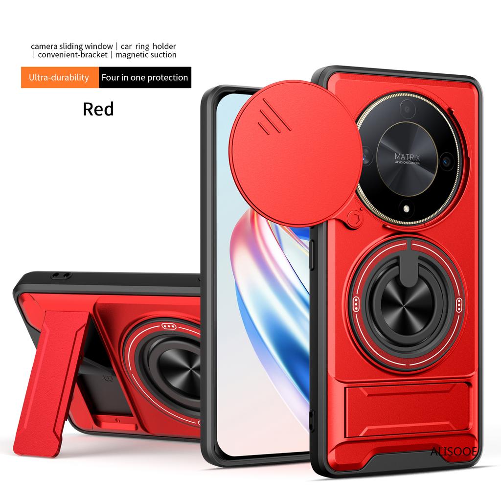 Funda for Honor X9B 5G Case Rotatable Slide Camera Protection Ring Stand Shockproof Cover Capa for Honor X9B 5G Funda