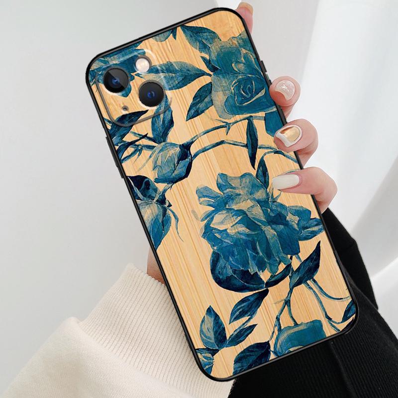 Tree Flower Bamboo Wood Phone Case For iPhone 17 Pro Max 16 15 11 13 12 14 Pro Max mini 15 16 Plus 16e 17 Air Cover