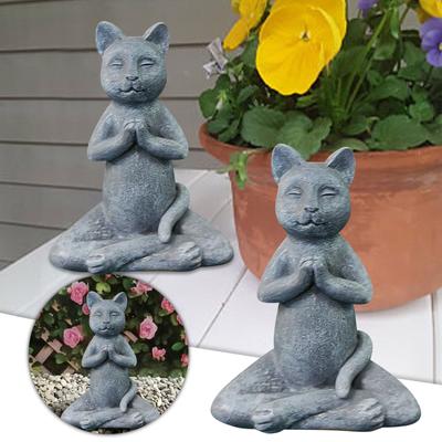 Cat Buddha Meditation Cat Statue Garden Outdoor Sculpture Decoration