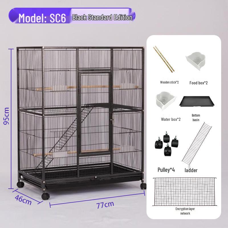 Multi-functional Cast Iron Parrot Cage: Durable Metal Bird Cage for Flock