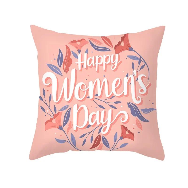 Gift for Mom Happy Mothers' Day Festive Decor Cushion Cover Heart Letters Printed Pillow Cover Seat Car Bedside Decor Pillowcase