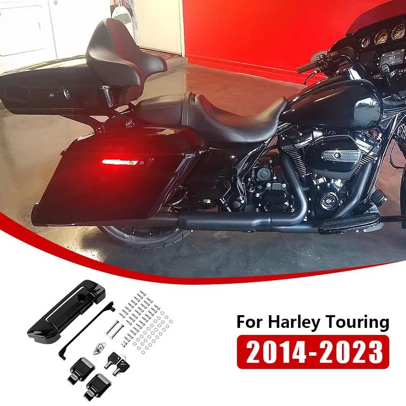 Gloss Black Motorcycle Hinges Latch Kit Tour Pack Lid Tether For Harley Touring Street Glide Road King Road Glide 2014-Up