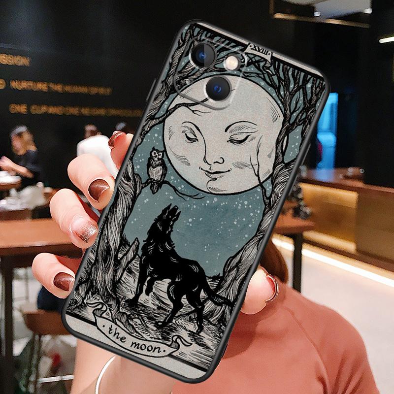 Death Tarot Cat Phone Case For iPhone 16 Pro Max 15 13 12 11 14 Pro Max Plus 12 13 Mini XR 16e Funda Cover