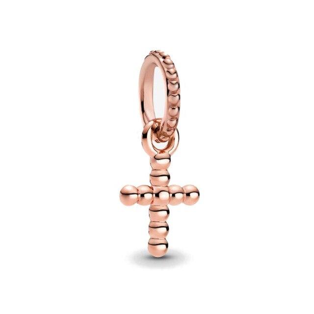 New Original Rose Gold Dangle Bead Charm Fit European Fashion Charms Bracelet Bangles Diy Jewelry P011