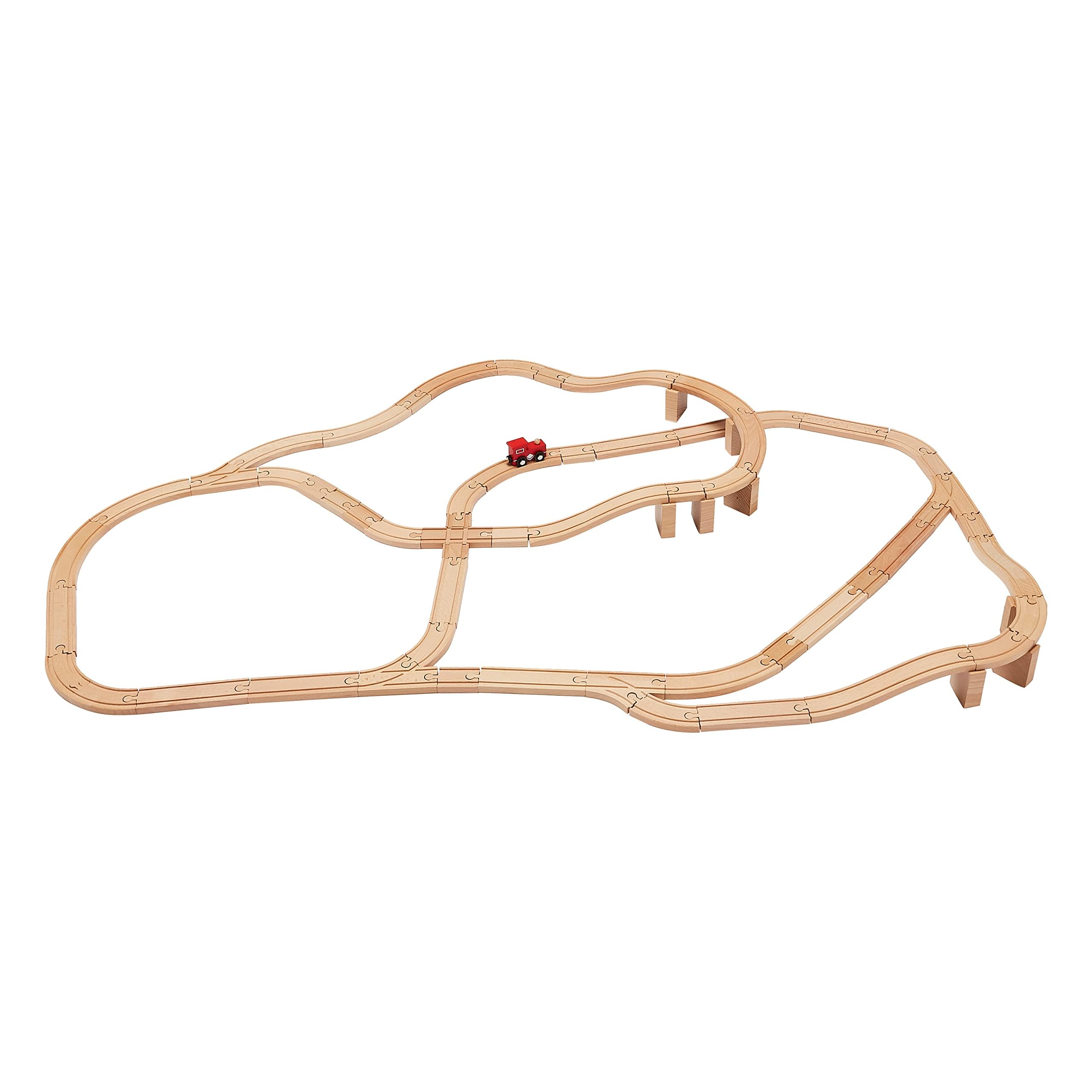 

Amazon Basics Toy Train Railroad Construction Kit, Wooden, 65 Pieces, Wood Color