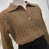New Fashion Women Autumn Pullover Sweater Long Sleeve Turn Down Collar Winter Knitwears Jumpers Loose Knitted Sweaters for Women Elegant Tops 25311