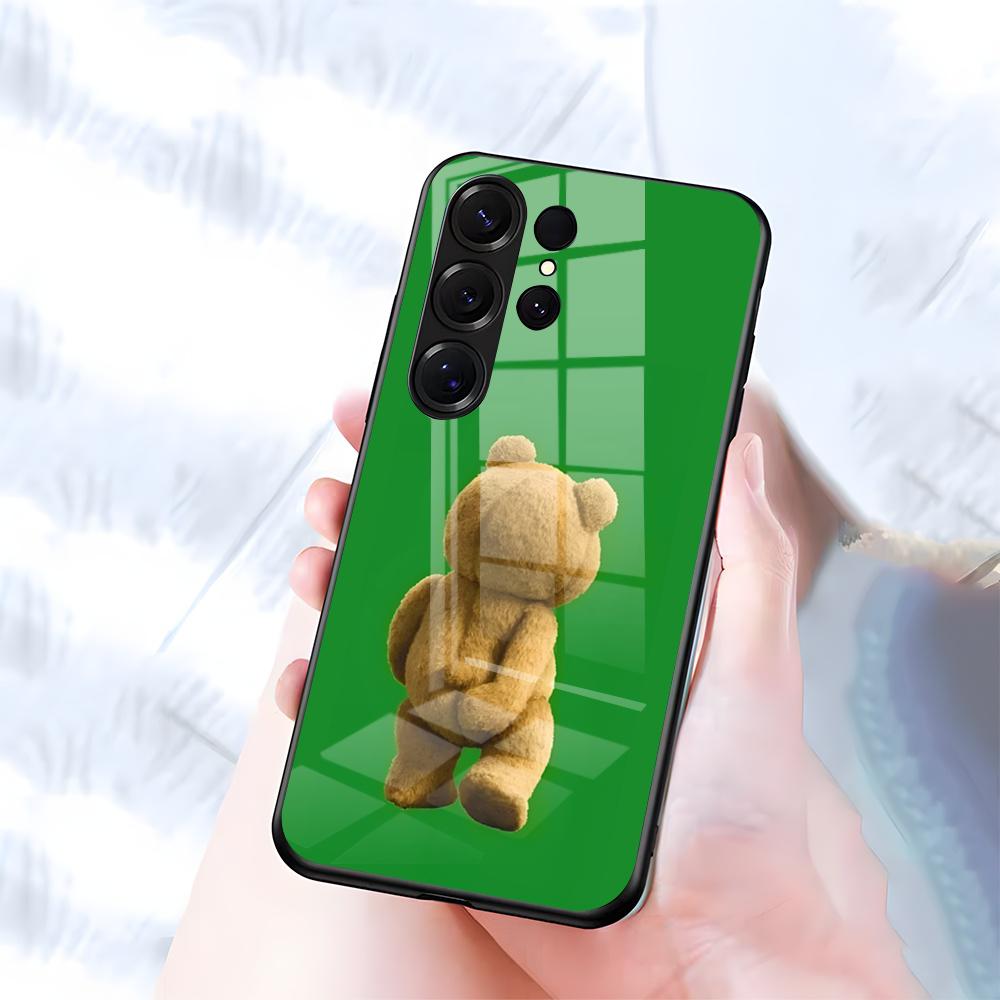 T-Ted B-Bear Phone Case For Samsung S26 S25 S24 FE S23 S22 S21 Plus S20 Ultra Note20Ultra Black Glass Cover
