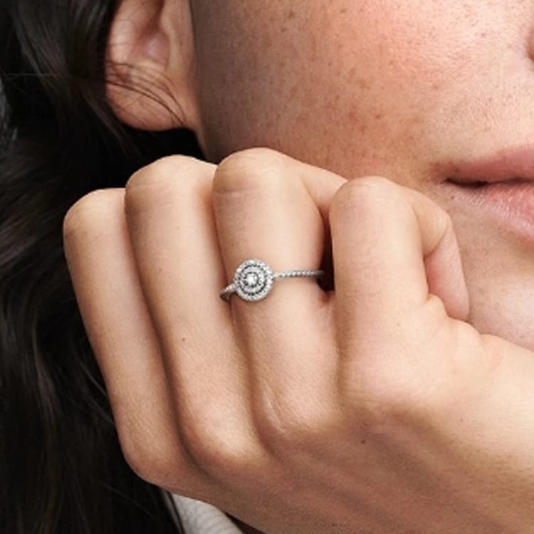 Pandora 925 Sterling Silver, Synthetic Cubic Zirconia Rings Women's Silver 190986CZ