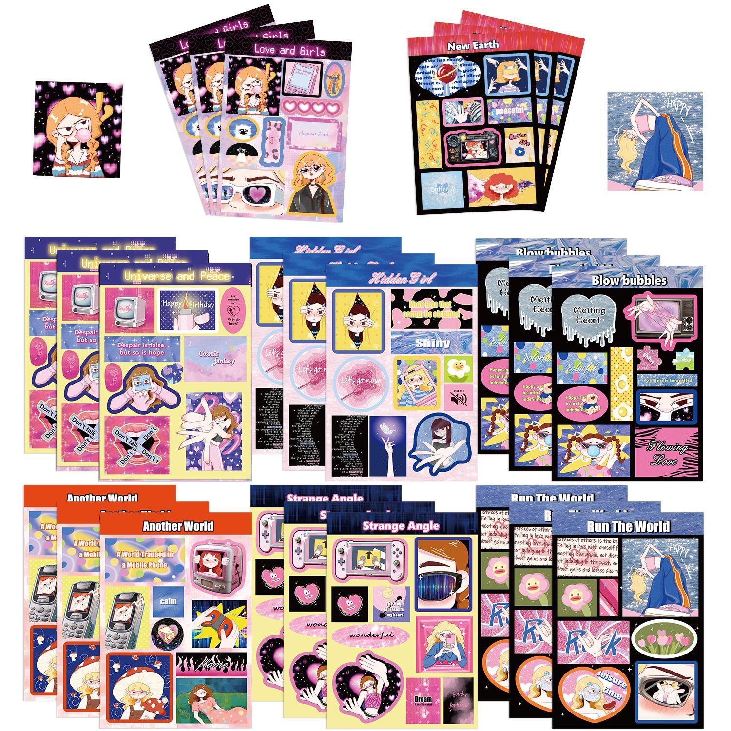 

8 наклеек «Новый мир» для девочек Polkadot, сделай сам, ручной аккаунт, маленькая карточка, украшение для чехла телефона, корейский стиль, водонепроницаемые