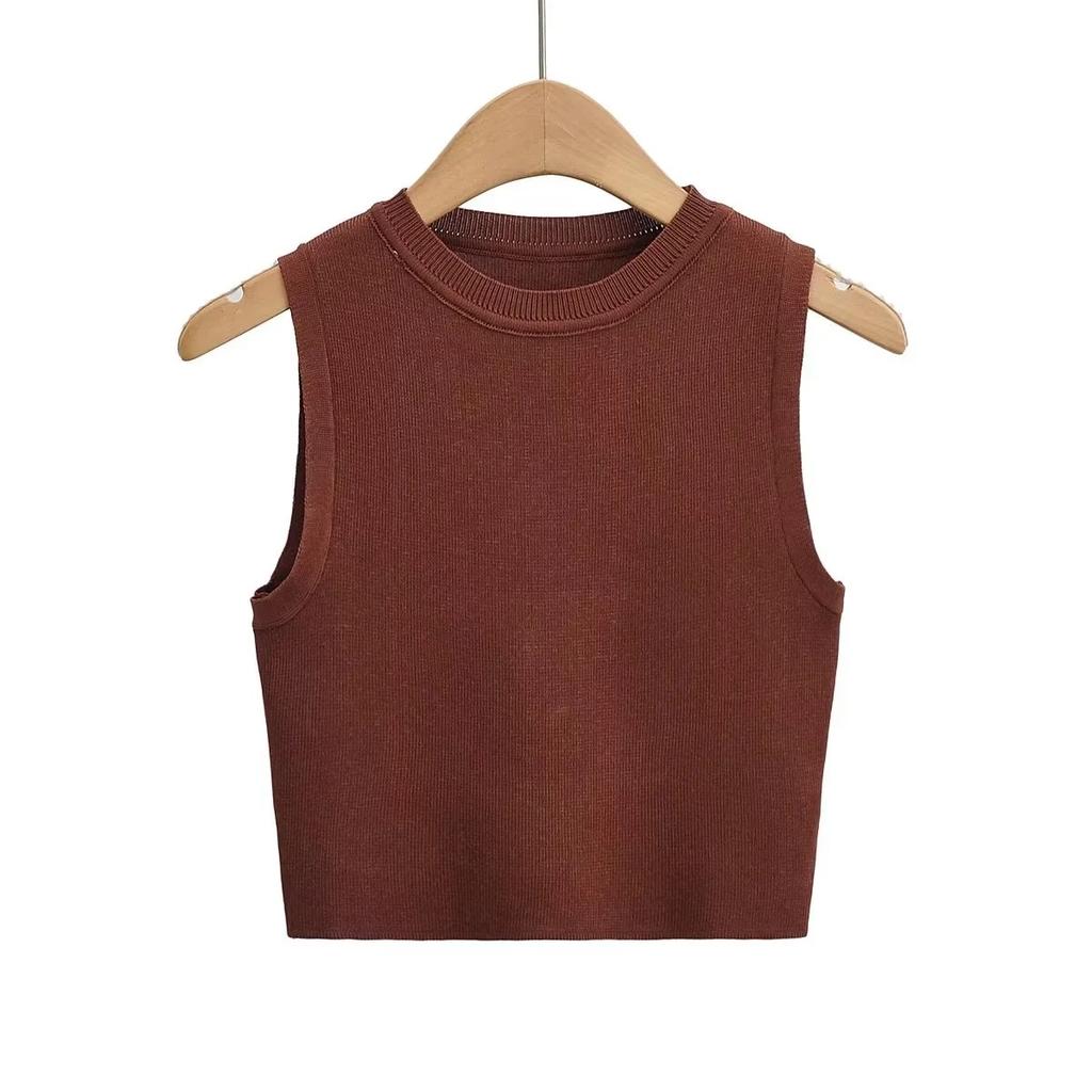 DAFIFY  Women's Fashion Casual Spring Fall Solid Color Print Sleeveless O-Neck Sweaters